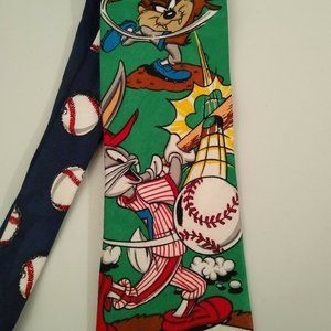 Looney Tunes Mania Baseball Necktie Taz Bugs Bunny